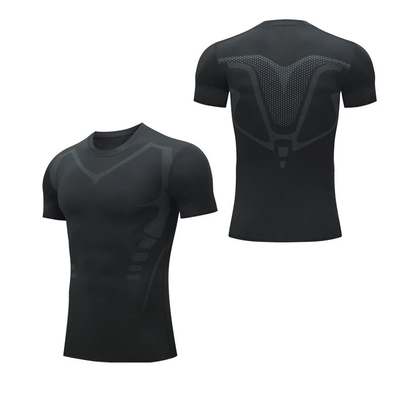 (image for) TENGOO Tight Sports Shirt Shaping Shirts Quick Drying Polyester Multifunctional Comfortable T-Shirts for Running Hiking Fashing Body Building Workout